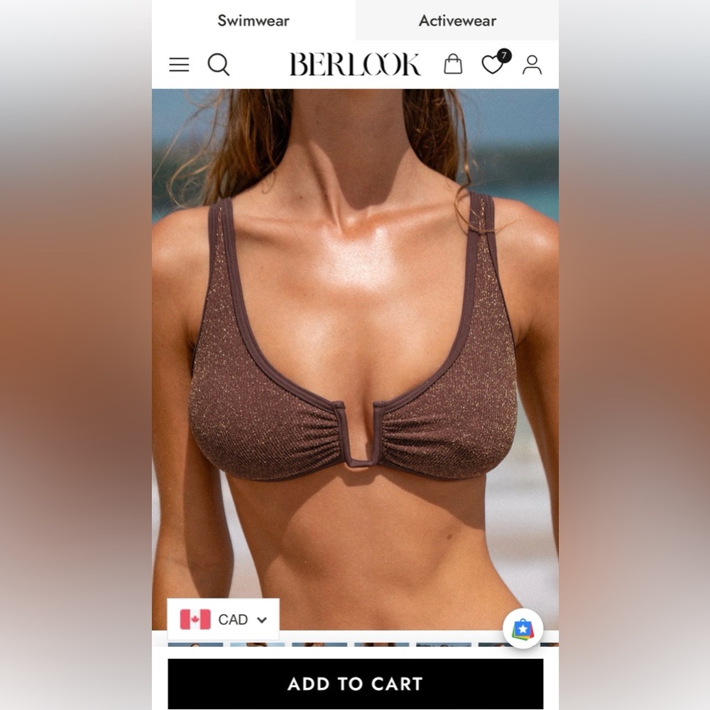 NWT Berlook Women's Brown Glitter Bikini Set